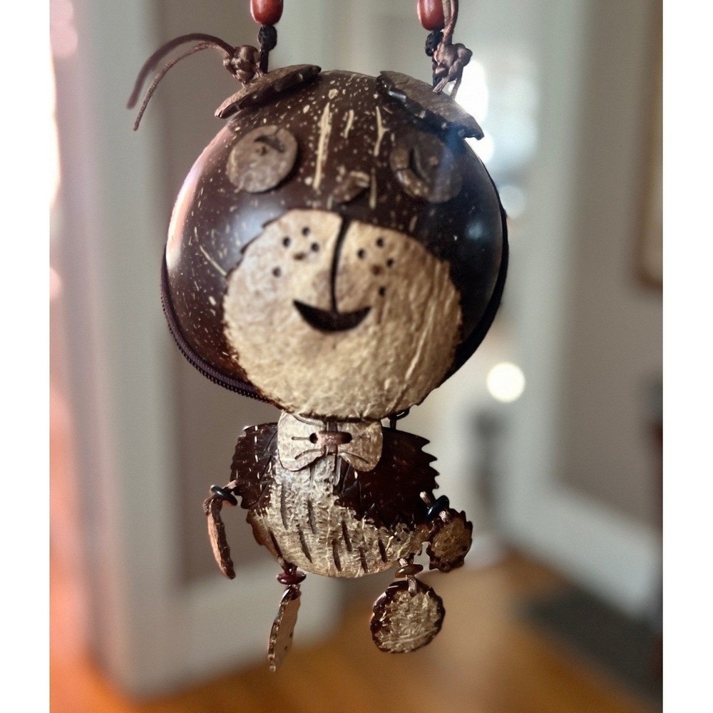ForMe Coconut Shell Monkey Purse Brown Excellent Novelty‎ Crossbody Bag